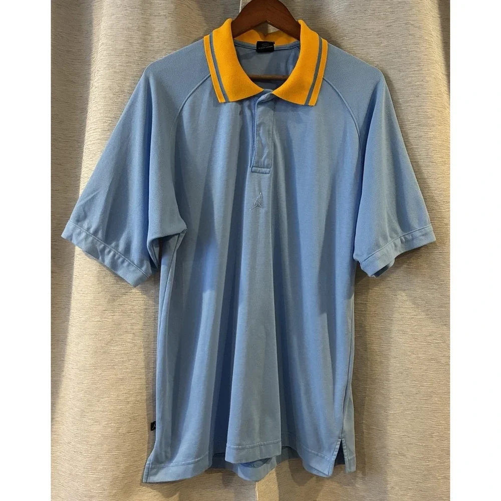 Vintage‎ 2005 Jordan 20th Anniversary Polo Golf Shirt Blue Yellow Size L Retro